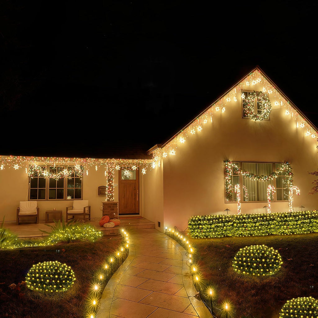 Christmas Lights Outdoor 360 LED 9.8ft x 6.6ft Christmas Net Lights with 8 Modes, UL Certified, Timer, Connectable