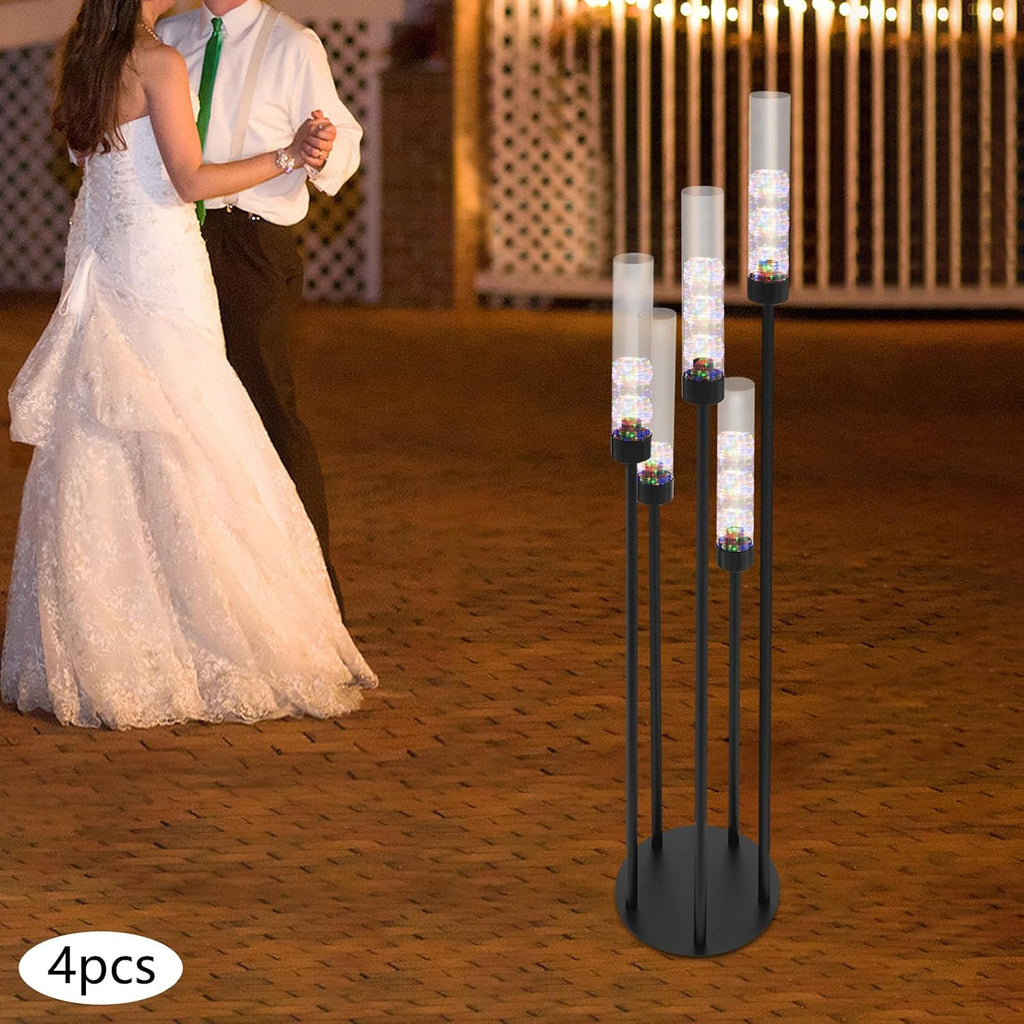 5 Arm Candelabra Centerpieces for Tables, 4 Set Floor Candle Holder, 41.3'' Tall Candlestick Stand with Acrylic