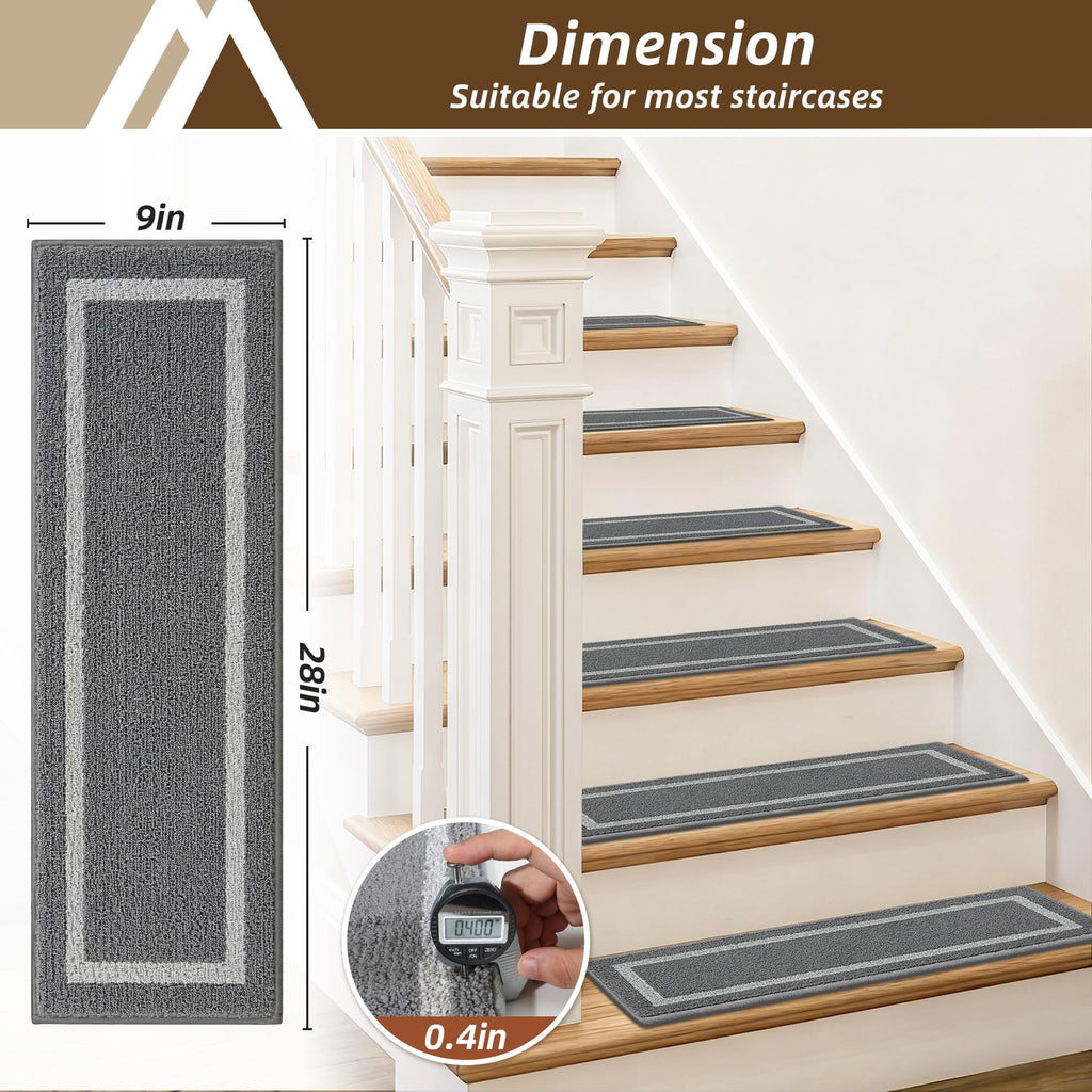 Soft Non-Slip Carpet Mat 28inX9in, 7pcs Grey