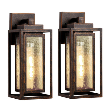 Exterior Porch Light Fixture, Outdoor Wall Lantern, Gold-Swept Black