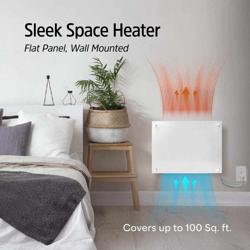 Convection Wall Heater with Thermostat - 250W Electric Wall Mounted Space Heater Panel - Updated Model, 120V - Heats