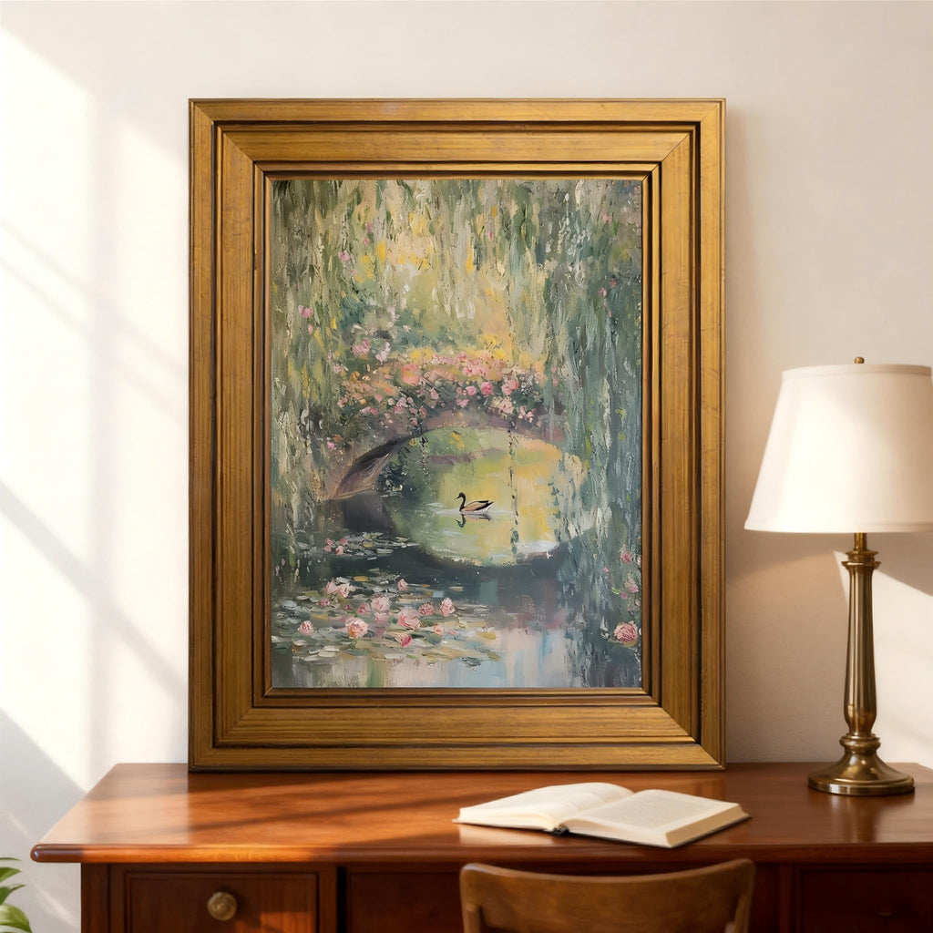 Gold Framed Wall Art Monet Floral Landscape Painting Picture Wall Decor Vintage Country Poster Print Artwork Living