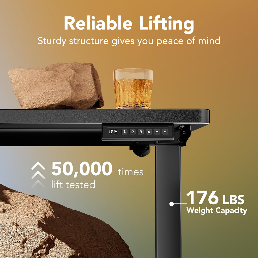 63x28 Inch Electric Standing Desk, Height Adjustable, Black