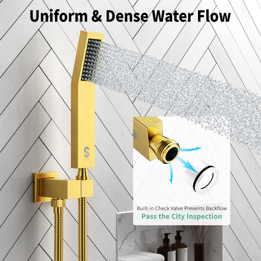 16 Inch Ceiling Mount Rain Shower System,Brushed Gold