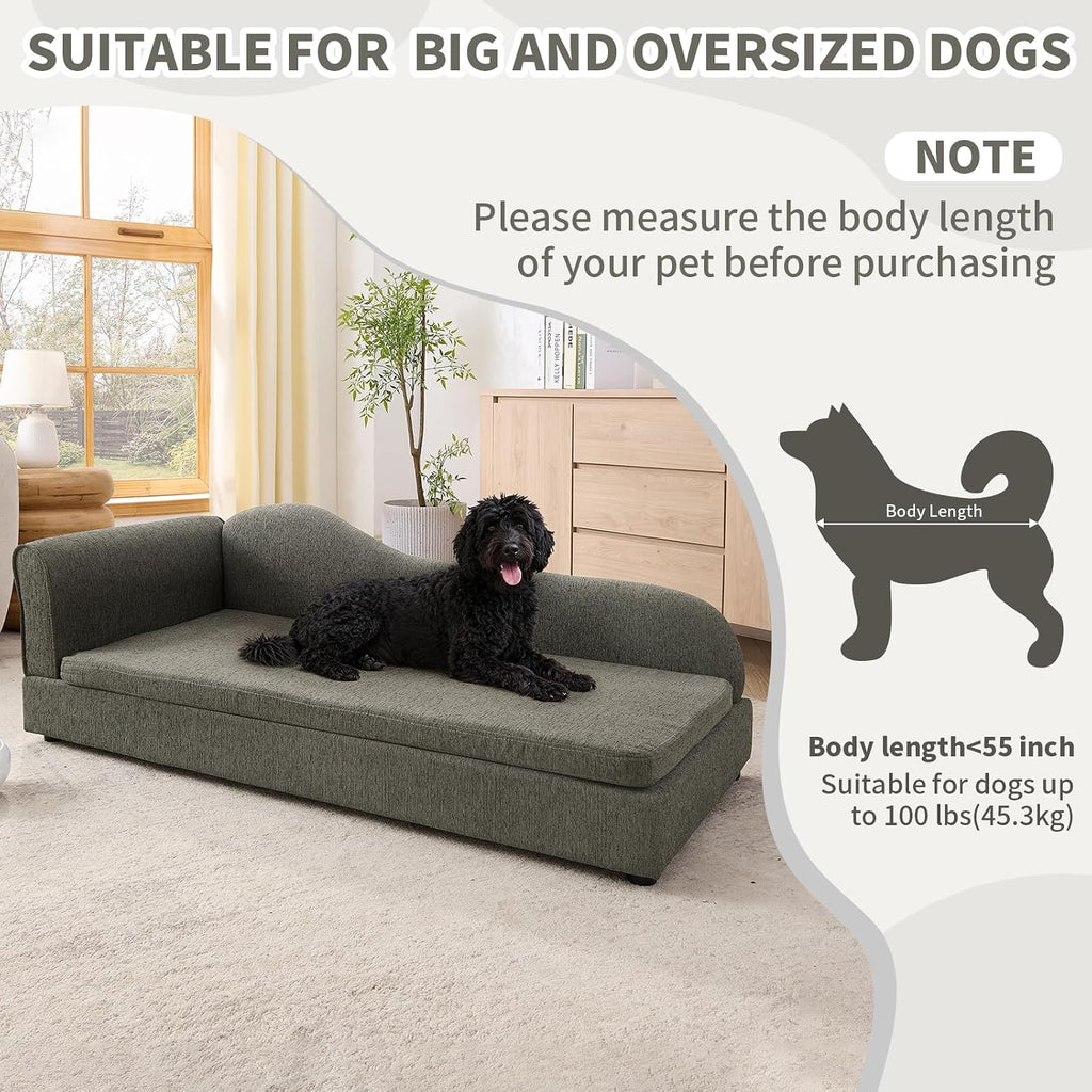 Oversized Pet Sofa for Medium & Large Dogs, Modern Dog Couch with Irregular Wave Backrest & Single Armrest