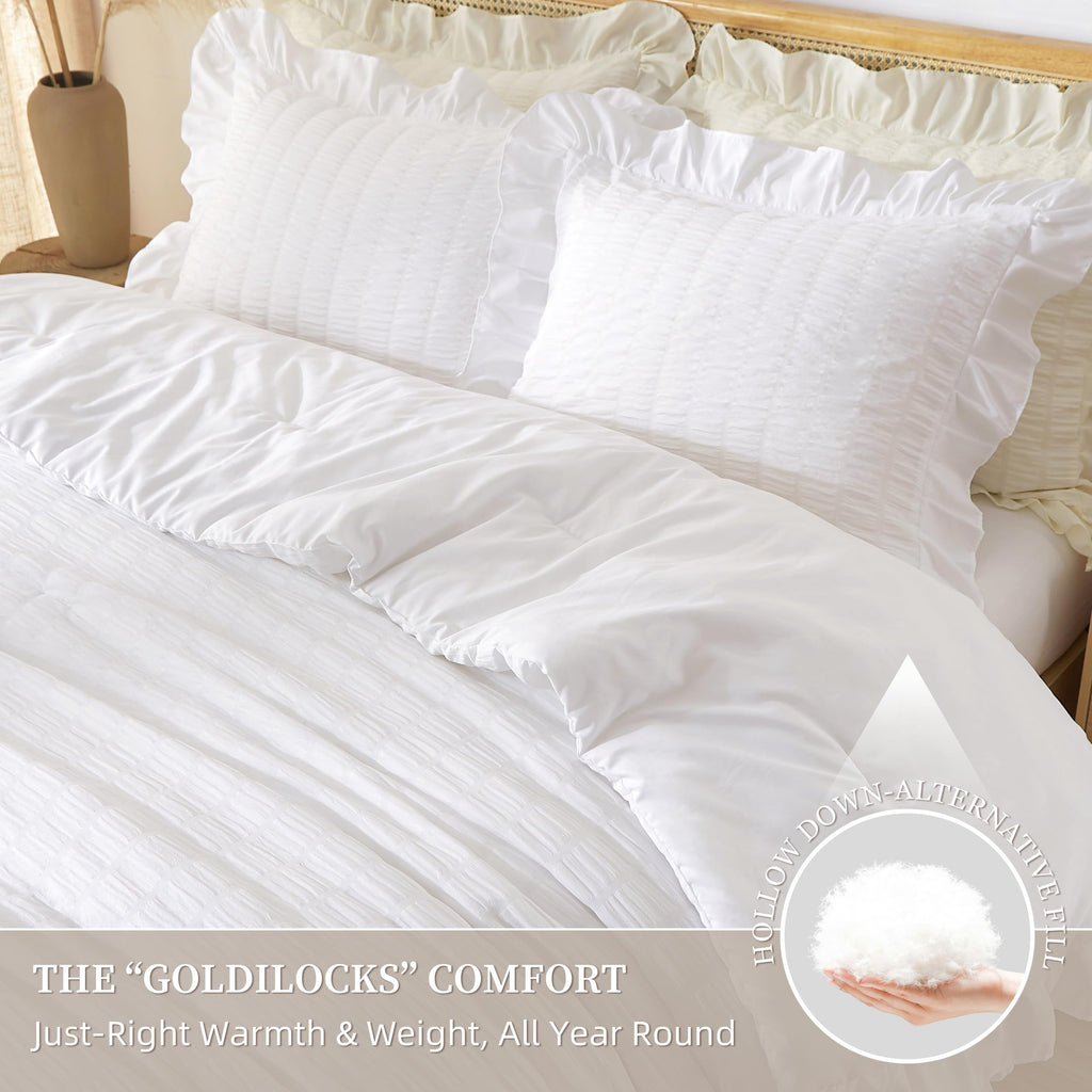 Ruffle Seersucker Comforter Set, Shabby Chic Bedding