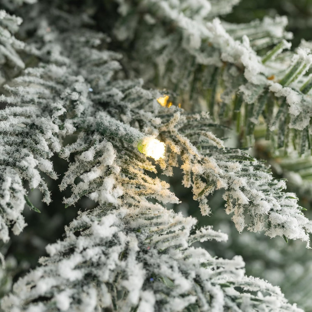 Artificial Christmas Tree, Pre-Lit Flocked Pencil Christmas Tree Chicago Frostwood Spruce with 350 Warm White