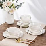 Ceramic Dinnerware Sets for 8,Porcelain Plates and Bowls Sets with Wavy Edge