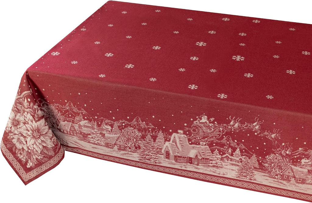 Engineered Jacquard Heavyweight Fabric Table Cloth, Holiday, Winter, and Christmas Tablecloth (Chris