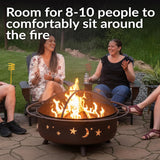 Sunnydaze Cosmic 42-Inch Large Outdoor Fire Pit - Heavy-Duty Round Wood-Burning Steel Firepit