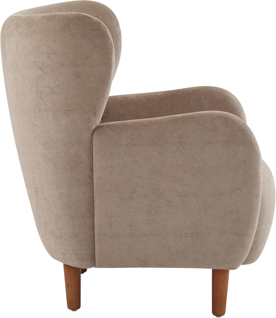 Dolly Mid-Century Modern Velvet Upholstered Wingback Club Chair, Living Room Lounge Chair for Relaxation, Reading