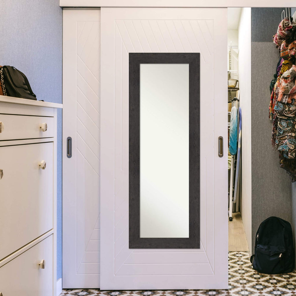 Brown Full Length Mirror for Door, 53x19 Rustic Plank Espresso Tall Wall Mirror Full Length, Mounted to Door or