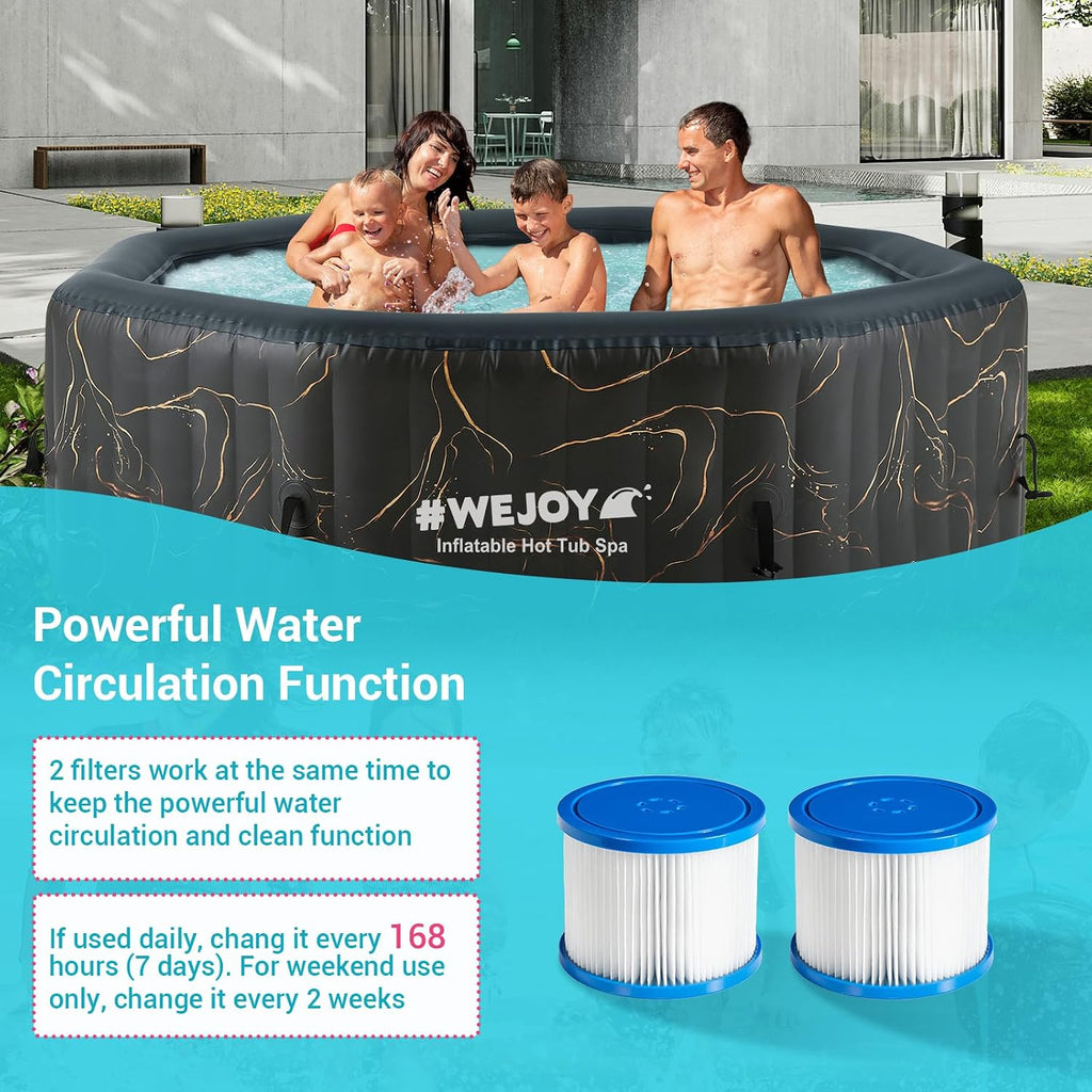 Portable Hot Tub61X61X25 Inch Air Jet Spa 2-3 Person Inflatable Octagon Outdoor Heated Hot Tub Spa with 120 Bubble