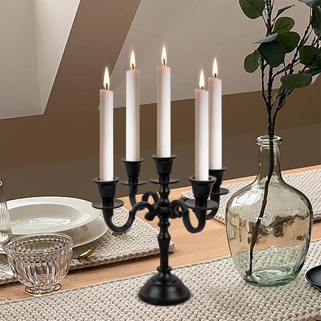 5 Arm Baby Candelabra Black Matte 8 Inch Taper Candle Holders Gothic Decorations Candlesticks Holder Home Decor