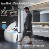 Intelligent Smart Toilet and Bidet Combo with Hands-Free Auto Open and Close, Instant Heated Water, Air Dryer, Heated Seat, Auto Flush, Night Light