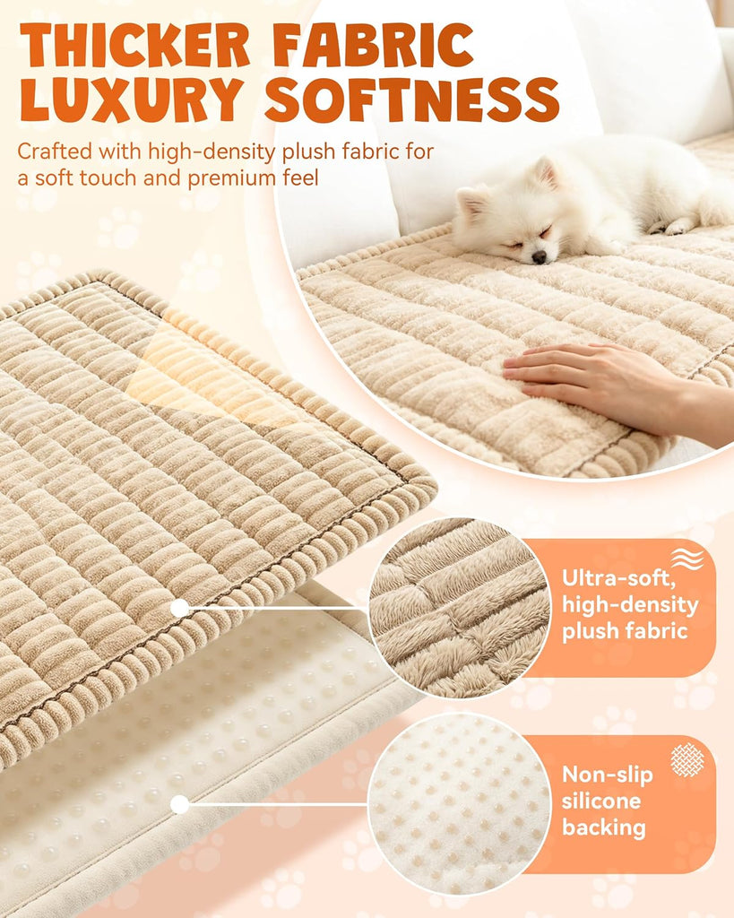 Couch Cover, Non-Slip Plush Pet Couch Cover, Anti-Scratch, Clean & Stylish, Against Fur, Dirt, Daily Mess