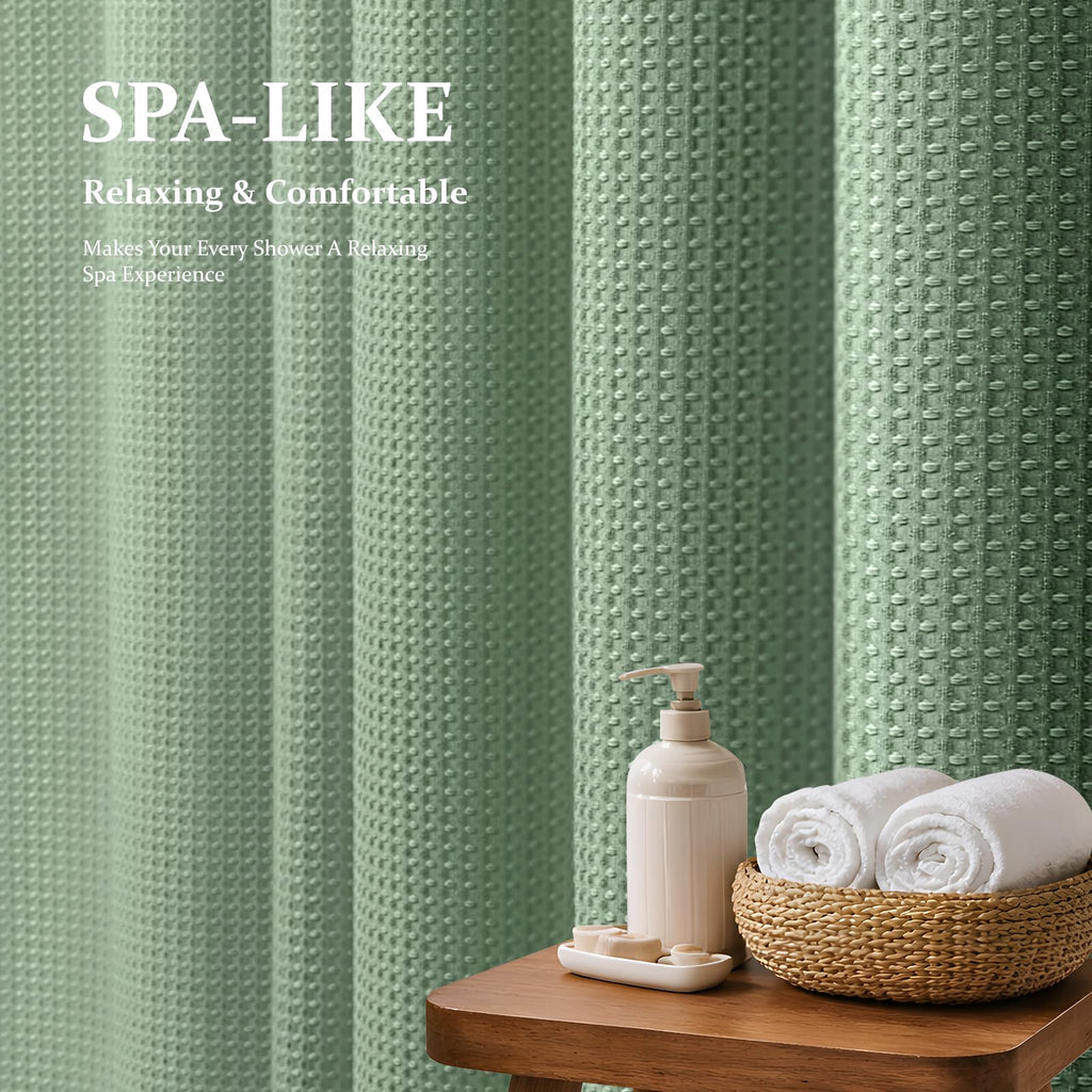 Stall Waffle Shower Curtain 256 GSM Heavy Fabric 54x72 Sage Green