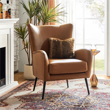Faux Leather Accent Chair, Camel
