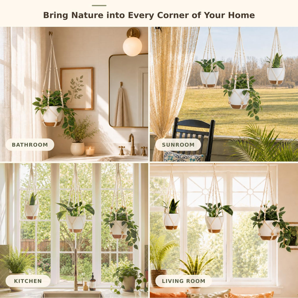 3 Set Self Watering Hanging Planters for Indoor Plants
