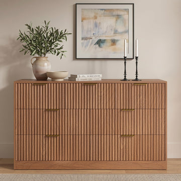 7 Drawer Dresser, Fluted Modern Chest of Drawers