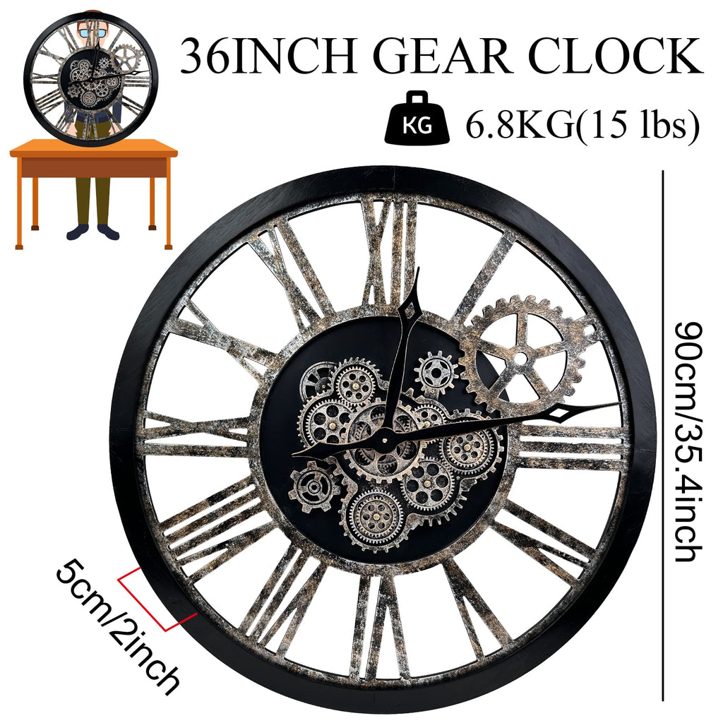 The B-Style 36" Large Wall Clock Black and Bronze