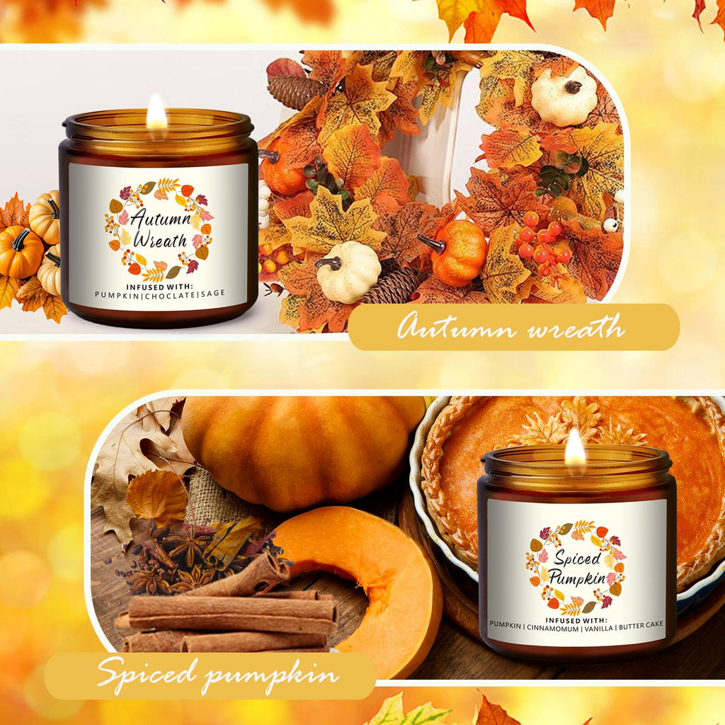 Fall Candles Gifts Set 6 Pack Soy Wax Scented Candle 27 OZ 200 Hrs Burn, Scents of Berry, Sugar, Spiced Apple, Autumn