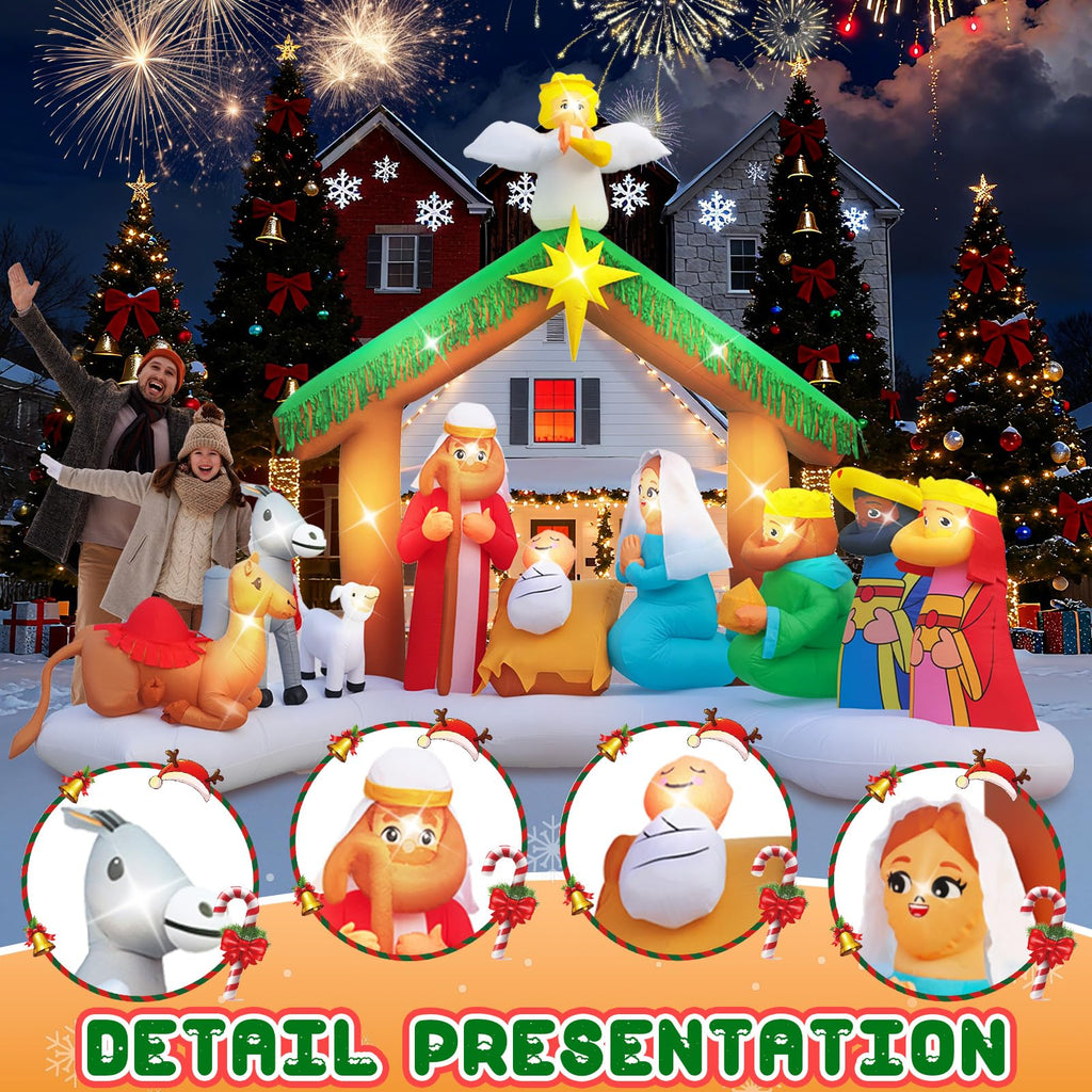 12FT Giant Christmas Inflatables Nativity Scene Outdoor Decorations