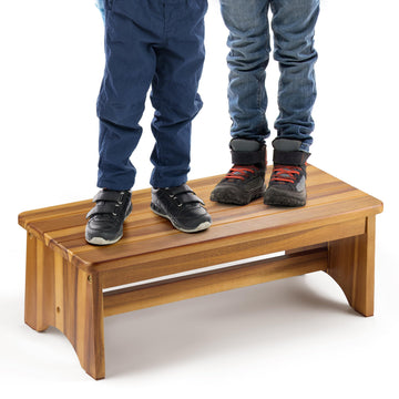 Extra Wide 26in Wooden Step Stool, Heavy Duty, Holds Up to 375 lbs