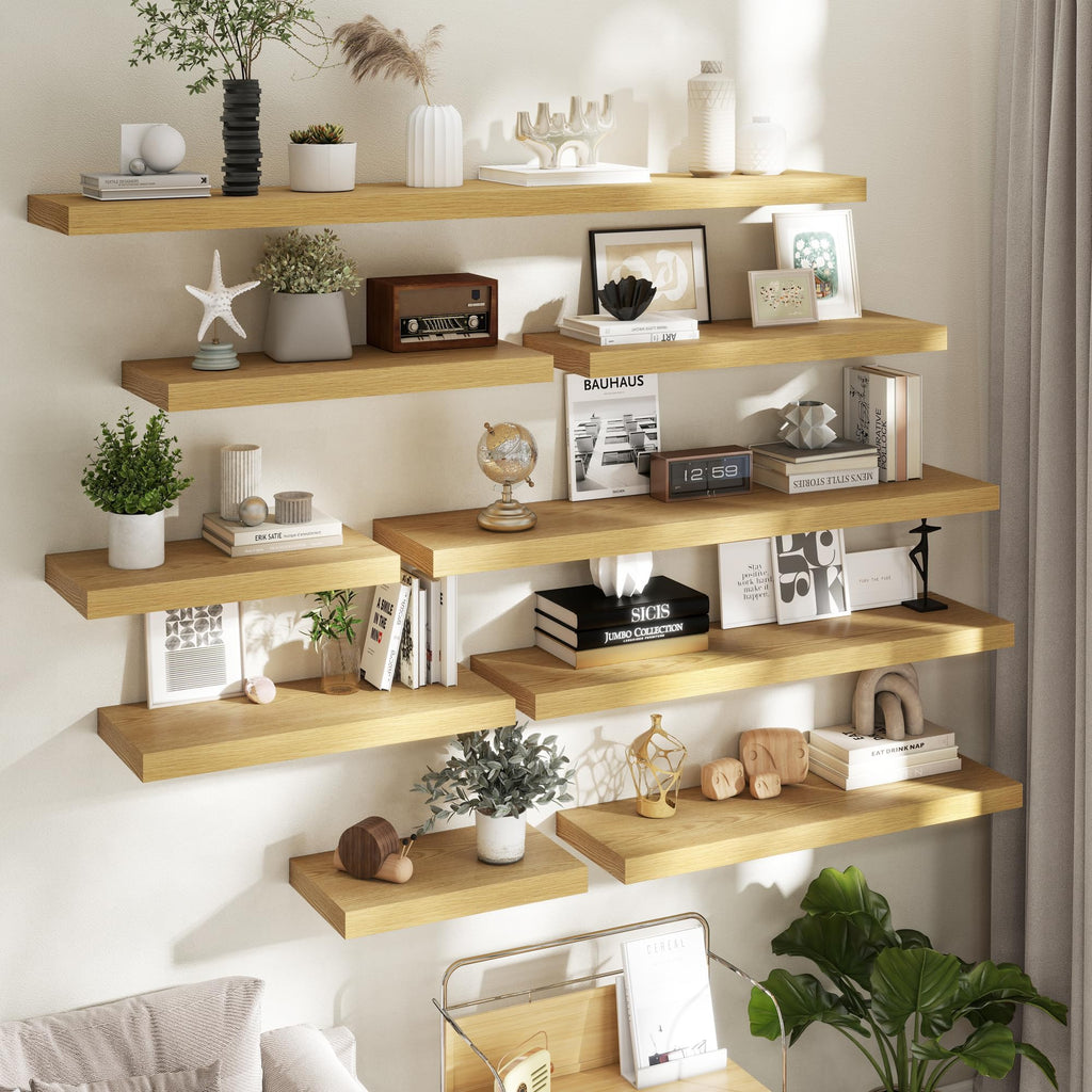 Floating Shelves for Wall, 12 x 16 Floating Shelf for Books, Rustic Wood Deep Storage Wall Shelf with Invisible