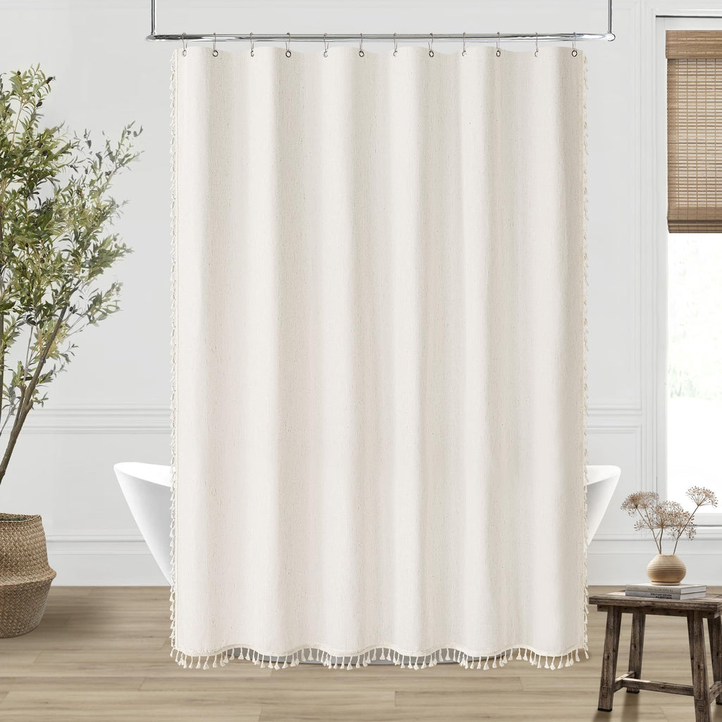 Cream Linen with Tassels Water Repellent 72x72 Inch