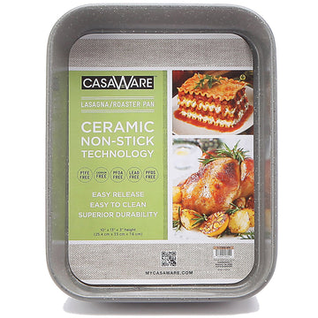 Ceramic Coated NonStick Lasagna/Roaster Pan 13 x 10 x 3-Inch (Silver Granite)