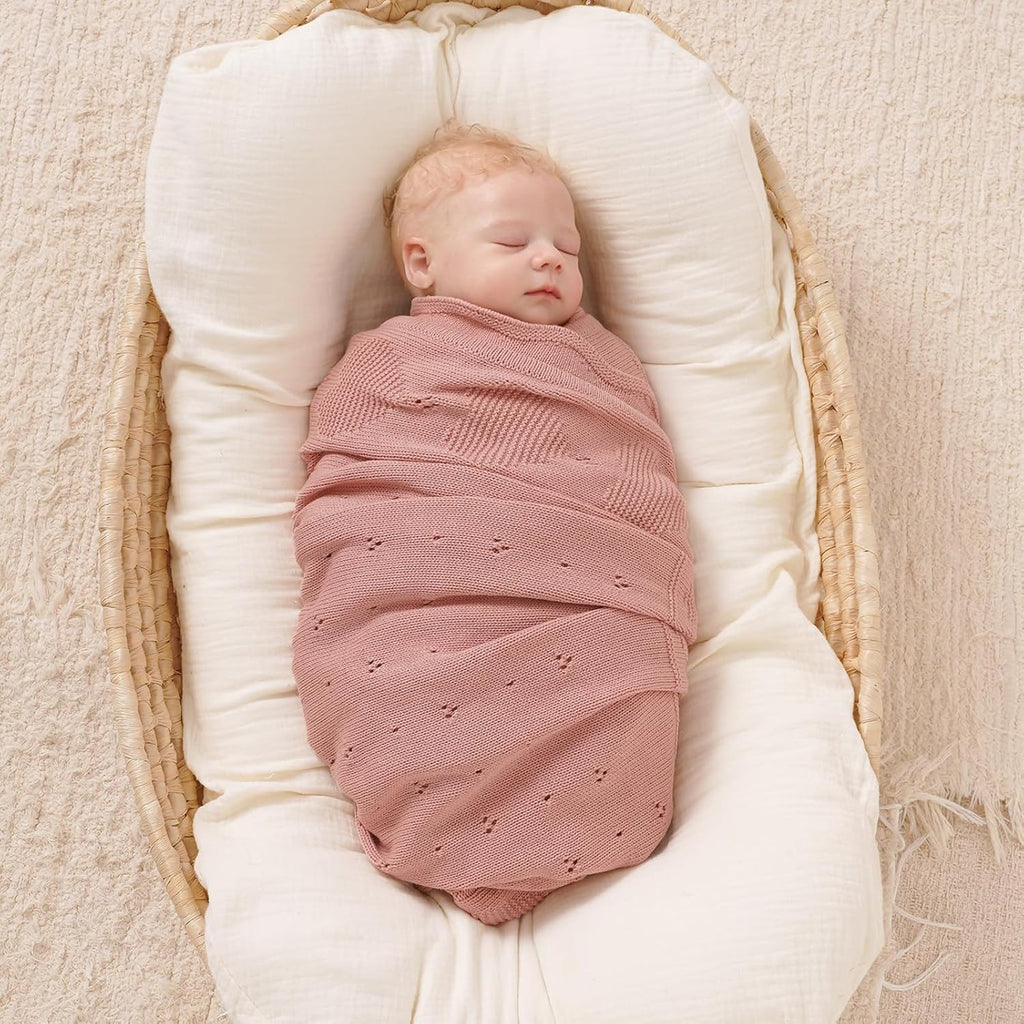 Organic Cotton Baby Blanket for Boys Girls, 40×31.5 Inches (Pink)