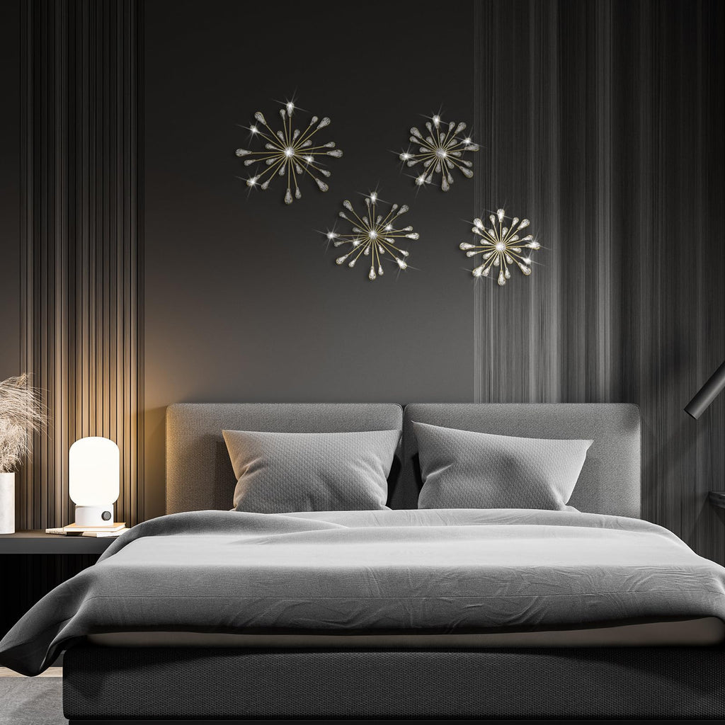 4 Pcs Starburst Wall Decor, Bling Metal Wall Art, Gold