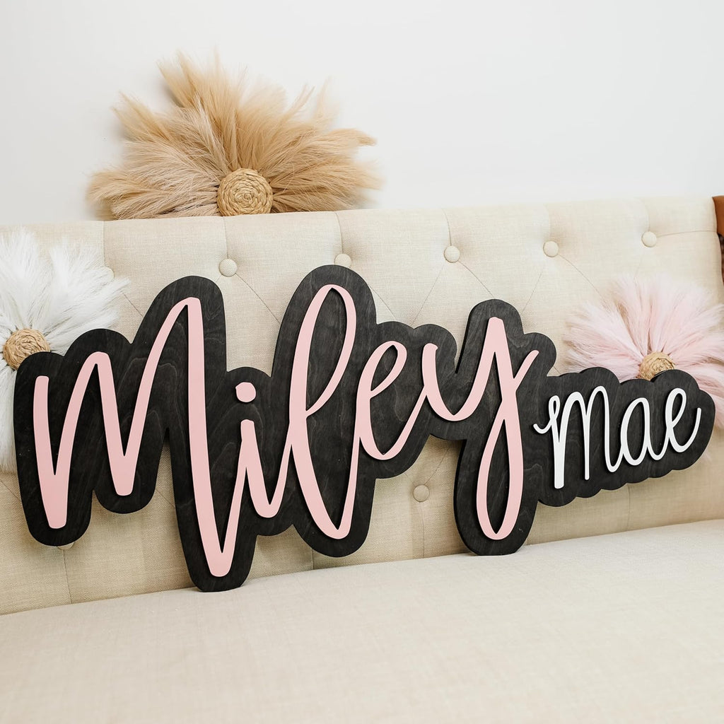 Nursery Name Sign, Wooden Name Sign, Name Plate for Wall, Custom Wooden Sign, Baby Name Announcement Sign, (James