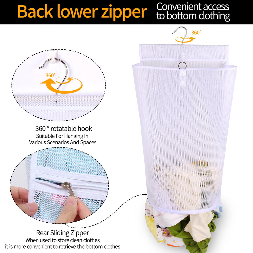 Hanging Collapsible Mesh Laundry Hamper - Breathable Fast Drying Laundry Bag, Space Saving Laundry Basket , RV &