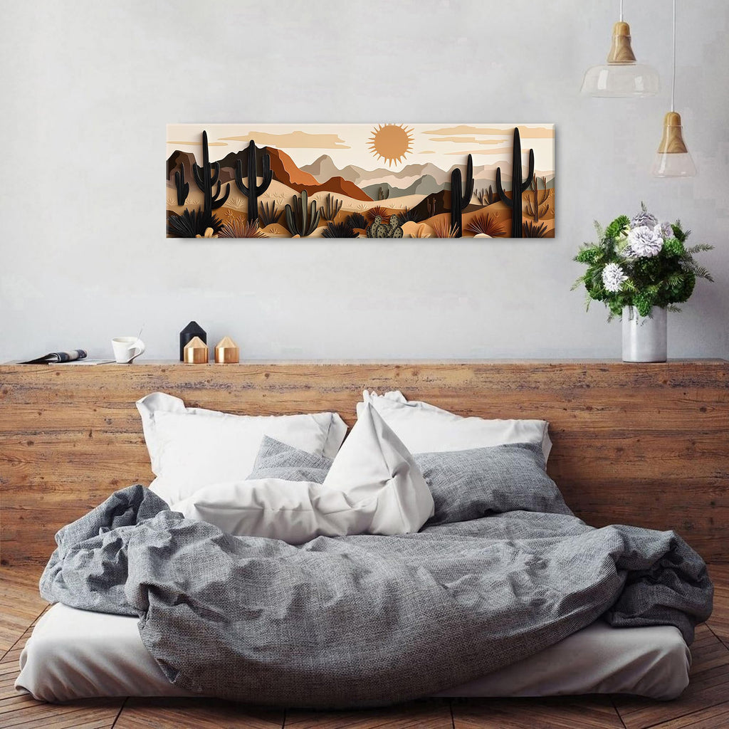 Cactus Wall Art Boho Desert Wall Decor Mid Century Modern Beige Minimalist Geometric Picture Abstract Mexican