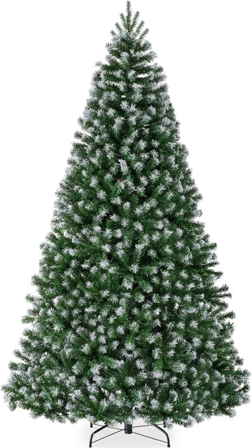 Artificial Frosted Christmas Tree, Premium Unlit Realistic Spruce Holiday Décor w/Dense Branches, Metal Base