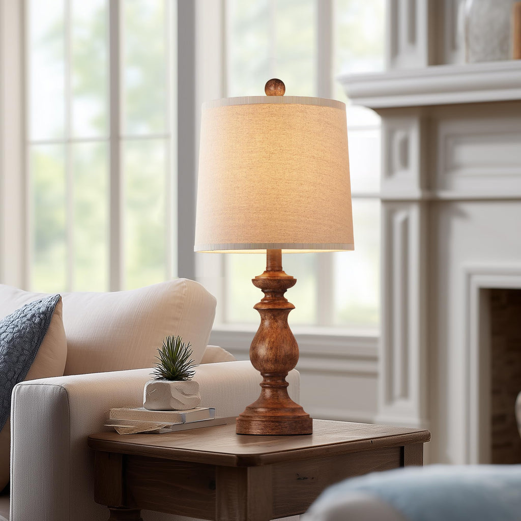 Traditional Table Lamp Set of 2, Rustic Farmhouse Table Lamps Bedroom, 22" Bedside Desk Lamps Vintage Nightstand