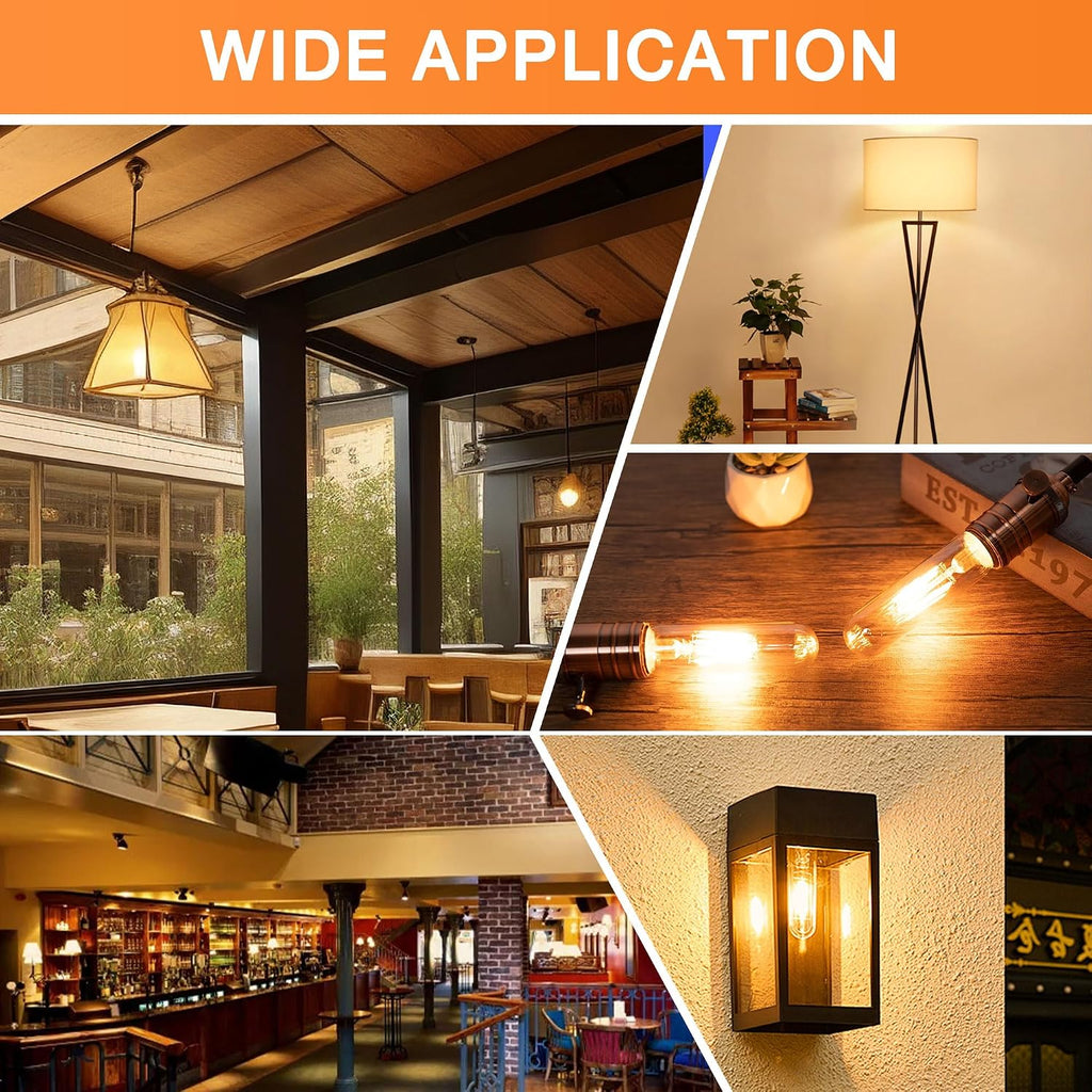E26 T10 LED Bulb 4W Equivalent 40W 2200K Amber Warm White 2 Pack