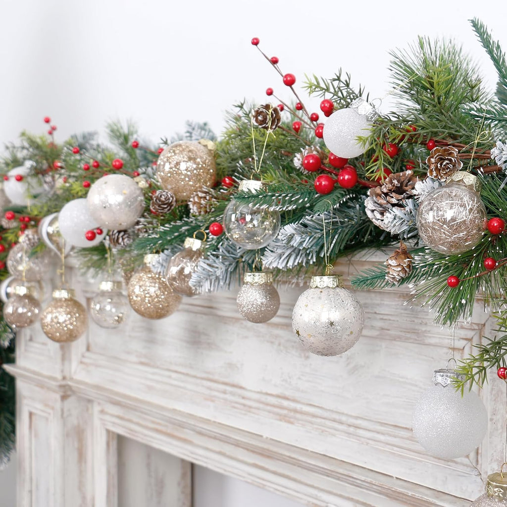 Champagne/White Christmas Ball Ornaments Set for Tree Decor - Set of 34