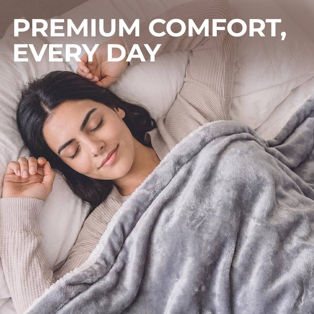 Electric Heated Throw Blanket 50"x60", 8ft Cord, 6 Heat Levels