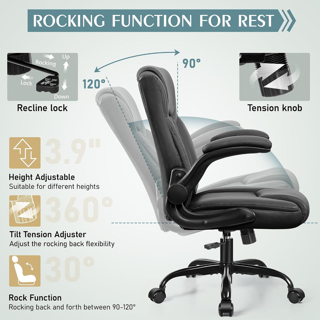 Leather, PU Home Computer Desk Chairs with Ergonomic Back Support, 360°Swivel Free，Small Gmaing Chair with Wheels and