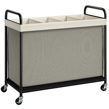 Laundry Hamper 4 Section, 140L Rolling Laundry Sorter with Wheels