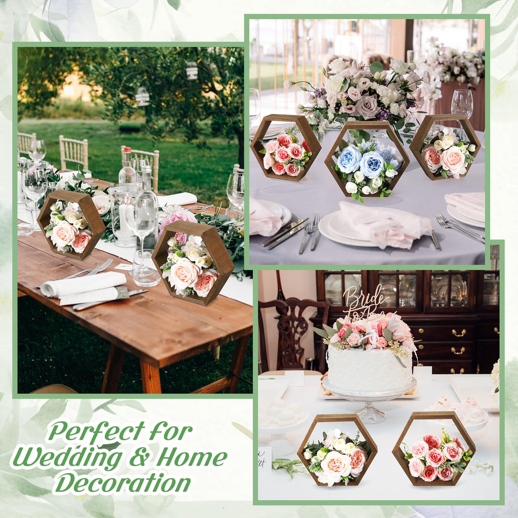 12 Pcs 12pcs 8inch Hexagon Shelves Wedding Table Decor, Brown
