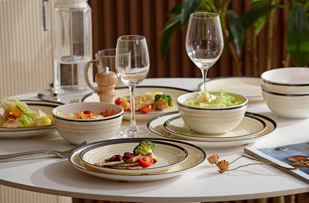 Melamine Dinnerware Set for 4, 12Pcs Dinner Dishes Set, Off White