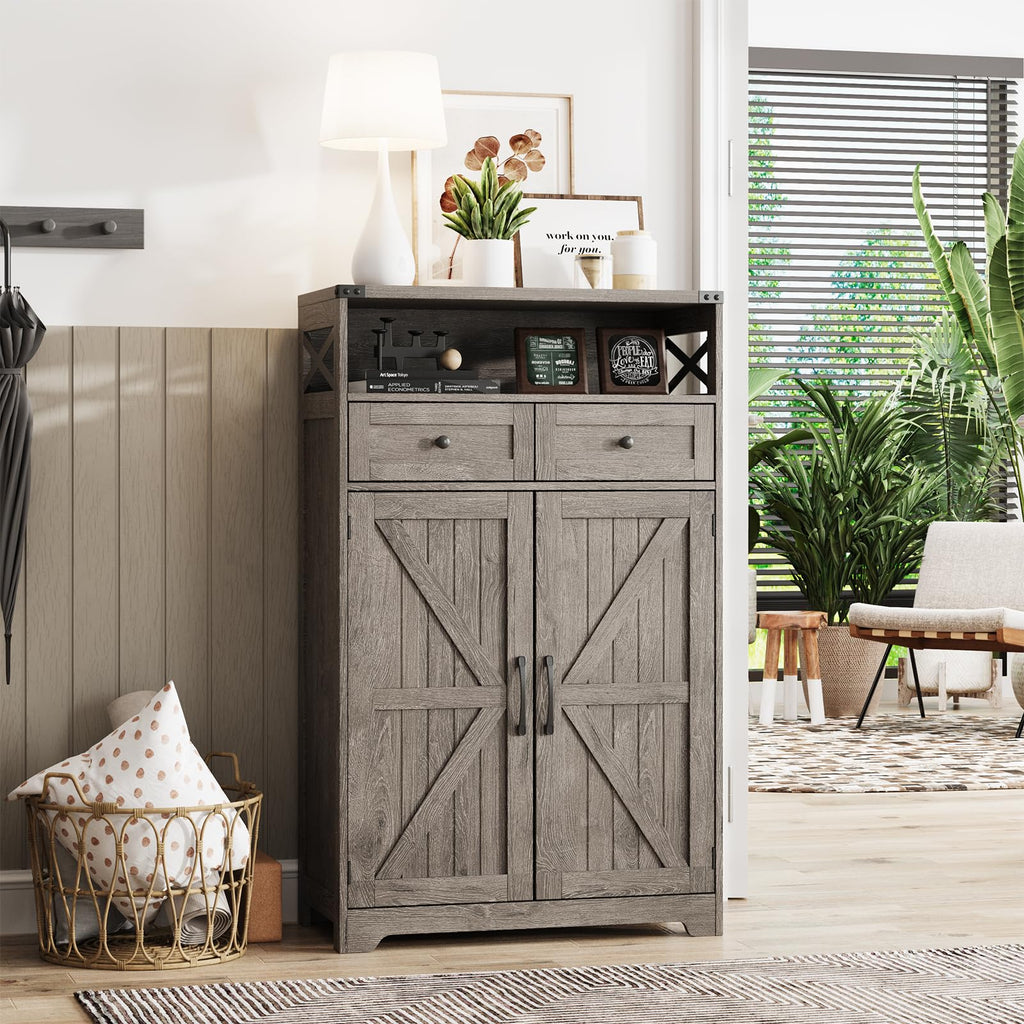 Farmhouse Shoe Cabinet with Doors, 6-Tier Shoe Storage Cabinet