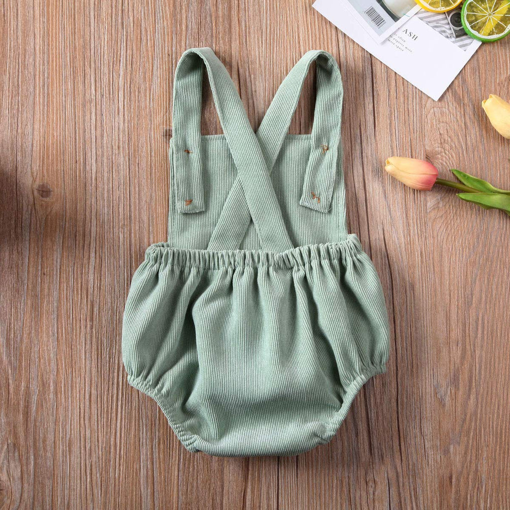 Newborn Baby Summer Romper Unisex Solid Color Button Jumpsuit Sleeveless Backless Overalls Outfits 1Pcs