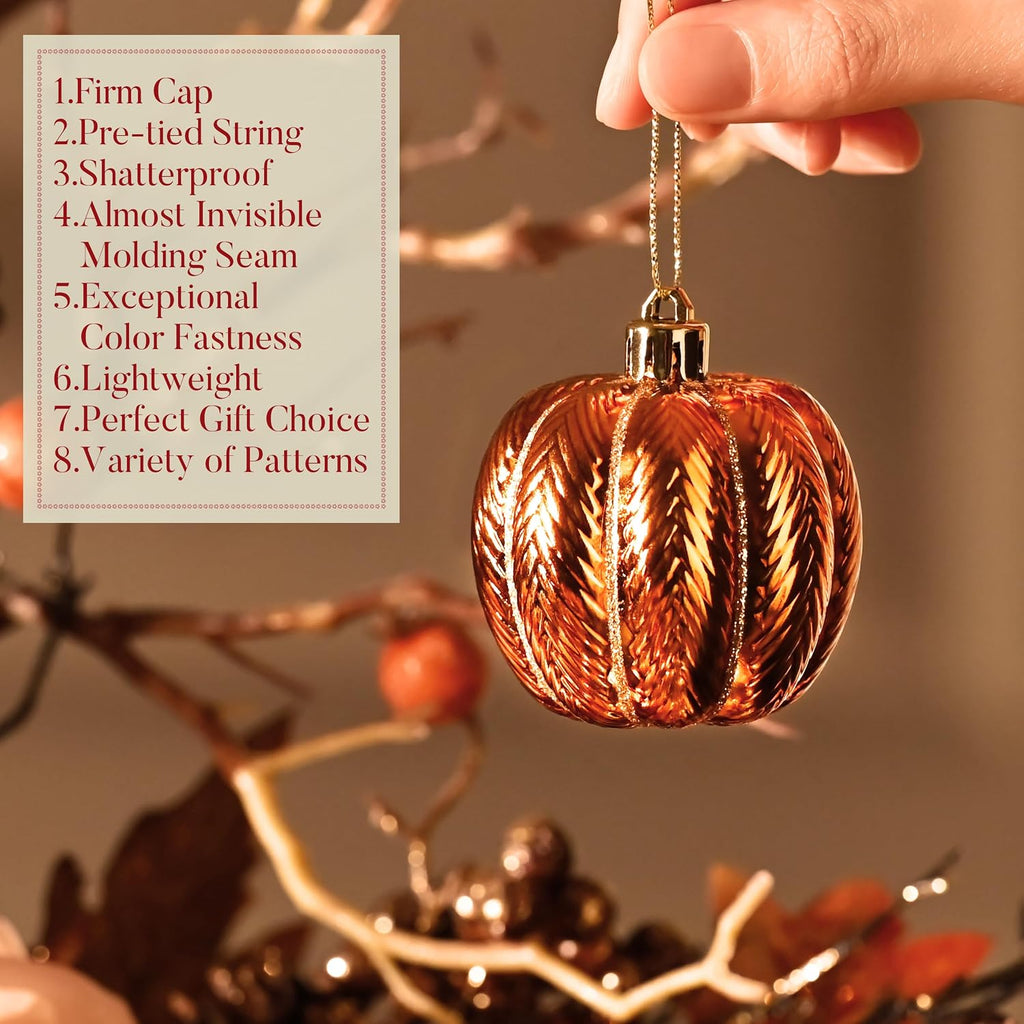 Fall Ornaments Shatterproof Tree Decorations - Set of 40
