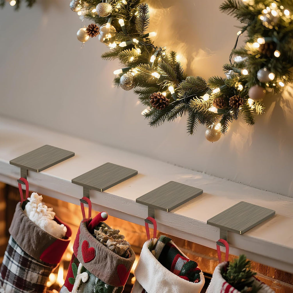 Christmas Stocking Holders for Mantle Set of 4, Heavy Duty Stocking Holder Hooks for Fireplace Tabletop Shelf