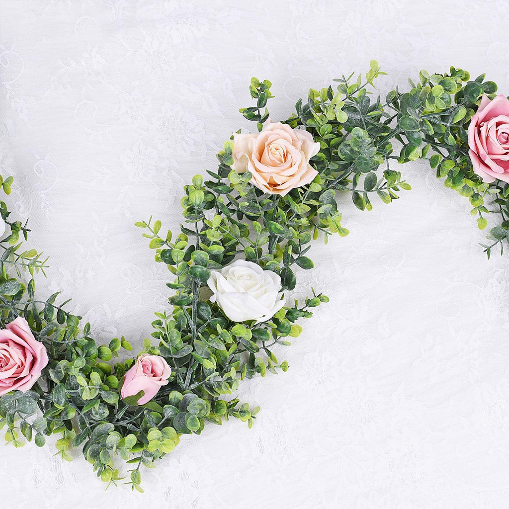 Artificial Eucalyptus Garland, Fake Eucalyptus Greenery Garland Wedding Backdrop Arch Wall Decor, 6 - Set of 6